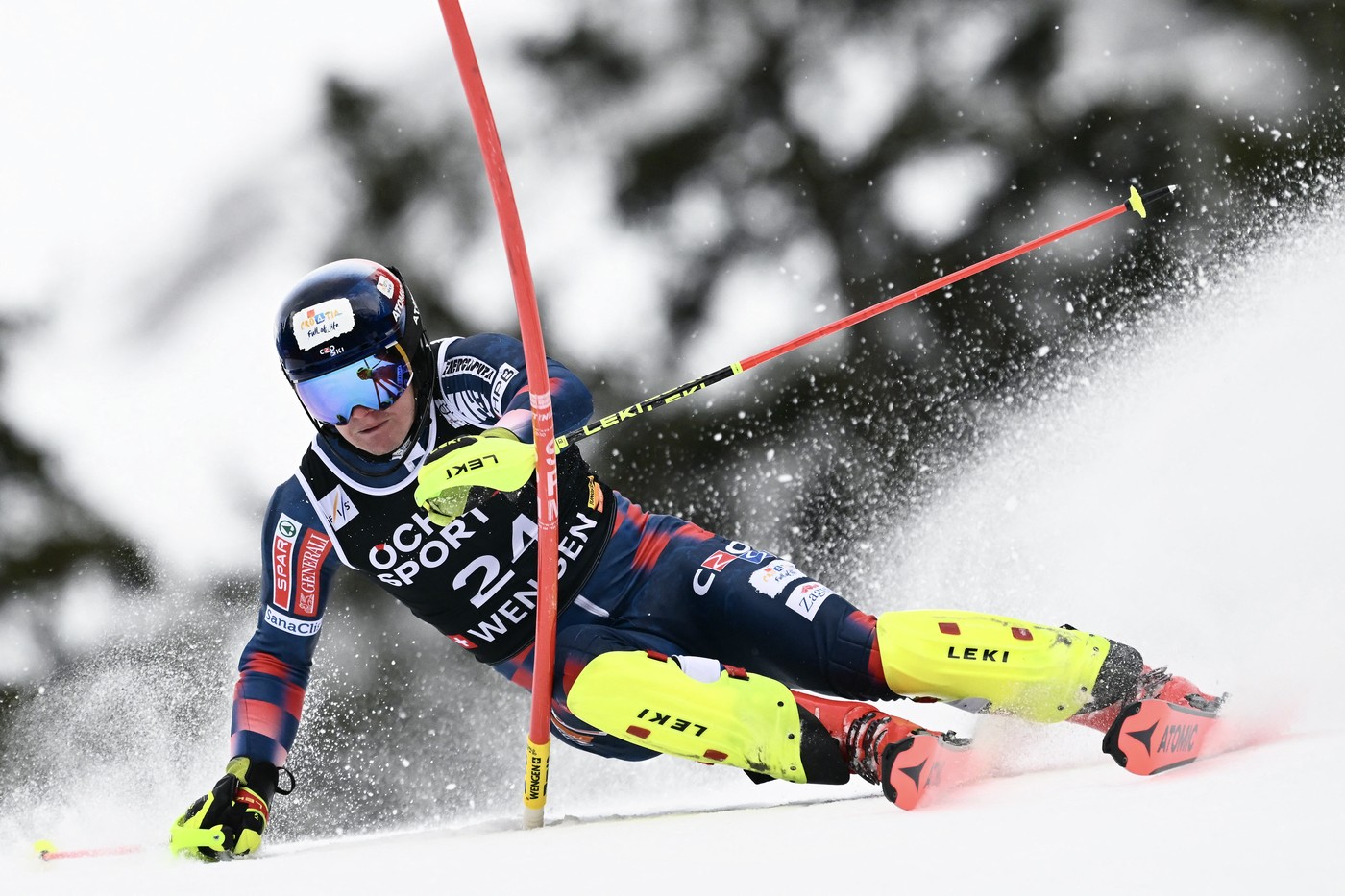 Croatia's Filip Zubcic competes in the men's Slalom event at the FIS Alpine Skiing World Cup in Wengen on January 19, 2025.,Image: 955262324, License: Rights-managed, Restrictions: , Model Release: no, Credit line: Marco BERTORELLO / AFP / Profimedia