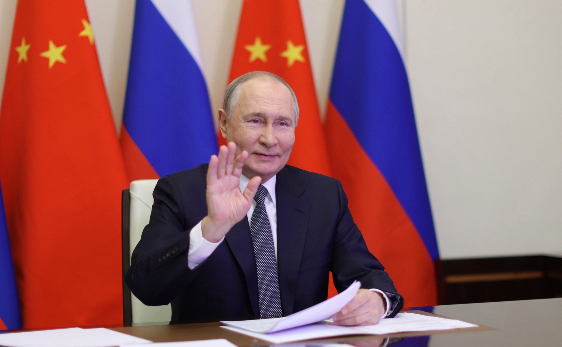 Russia,  Novo-Ogaryovo, Moscow Region - January 21, 2025 .Videoconference of Russian President Vladimir Putin with Chinese President Xi Jinping after Donald Trump was sworn in as the 47th US president.,Image: 956293444, License: Rights-managed, Restrictions: * France, Germany and Italy Rights Out *, Model Release: no, Credit line: Po/Ropi / Zuma Press / Profimedia