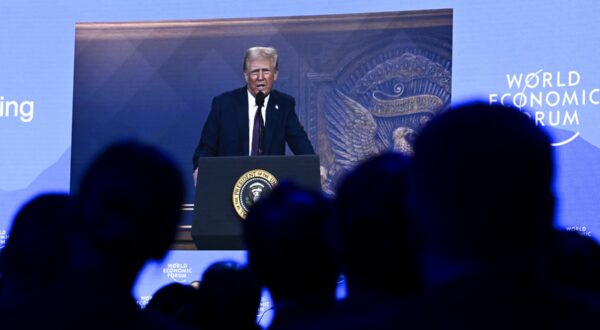 DAVOS, SWITZERLAND - JANUARY 23: President of the United States of America (USA) Donald Trump, makes a speech via video-conference during the the 55th annual meeting of the World Economic Forum (WEF) in Davos, Switzerland on January 23, 2025. Halil Sagirkaya / Anadolu,Image: 956898484, License: Rights-managed, Restrictions: , Model Release: no, Credit line: HALIL SAGIRKAYA / AFP / Profimedia