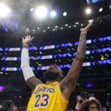 Jan 23, 2025; Los Angeles, California, USA; Los Angeles Lakers forward LeBron James (23) throws powdered chalk into the air before the game against the Boston Celtics at the Crypto.com Arena.,Image: 957123673, License: Rights-managed, Restrictions: *** Worldwide Rights Except Baltics, China, Denmark, Finland, Germany, Hong Kong, Japan, Macau, Norway, Poland, South Korea, Sweden, and Taiwan *** No sales outside your territory. No 3rd parties. No redistribution ***, Model Release: no, Credit line: Imagn Images / ddp USA / Profimedia