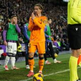 Real Madrid's Croatian midfielder #10 Luka Modric applauds fans during the Spanish league football match between Real Valladolid FC and Real Madrid CF at the Jose Zorrilla stadium in Valladolid on January 25, 2025.,Image: 957635596, License: Rights-managed, Restrictions: , Model Release: no, Credit line: CESAR MANSO / AFP / Profimedia